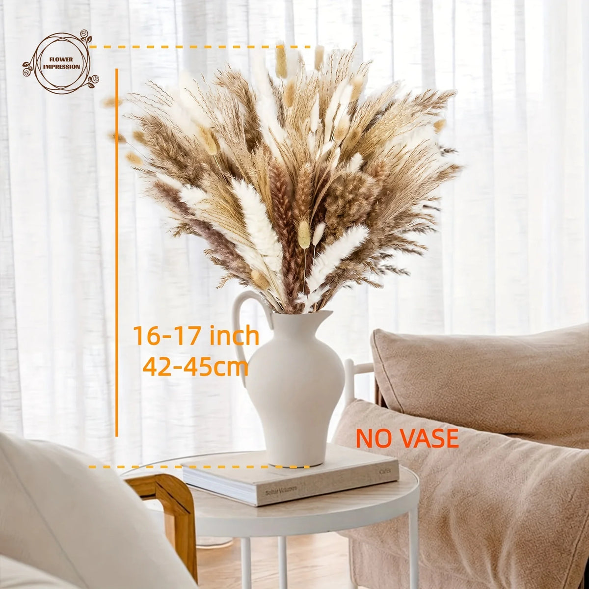 100pc Dried Pampas Grass Bouquet – Boho Home & Wedding Decor Dried Flower Bouquet Axl