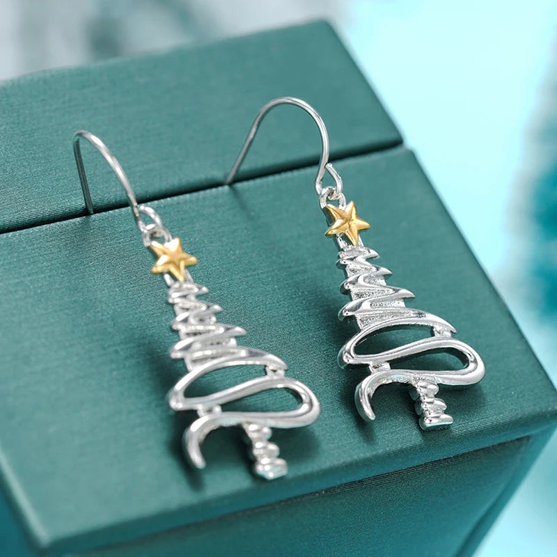 Huitan Christmas Tree Drop Earrings – Star Dangle for Women Drop Earrings Axl