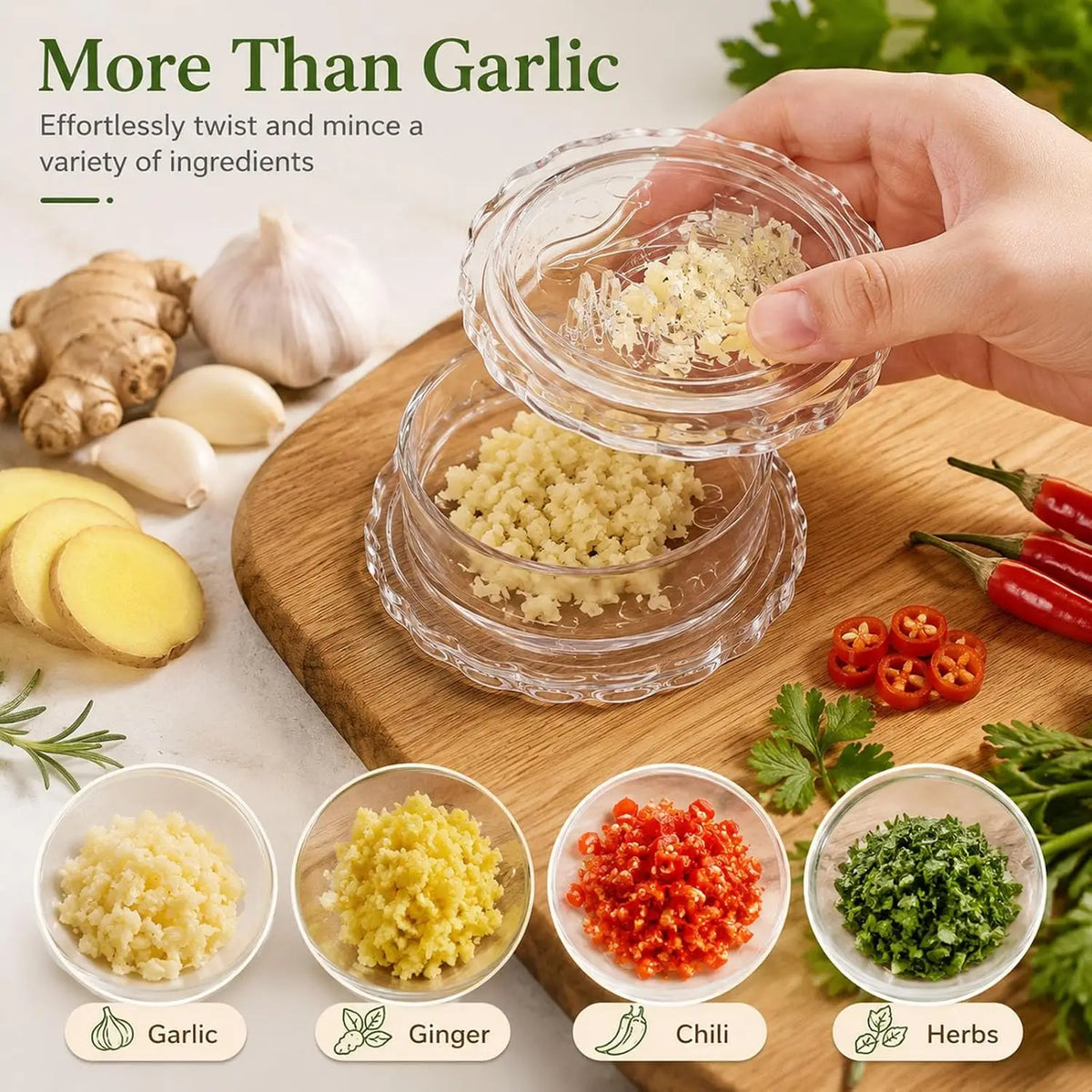 Transparent Manual Garlic Press Crusher & Masher | Kitchen Tool Garlic Press Axl