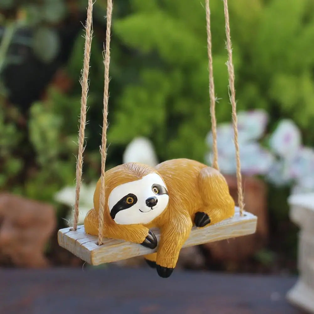 Sloth Swing Hanging Ornament – Resin Garden Figurine Decor Garden Hanging Ornament Axl