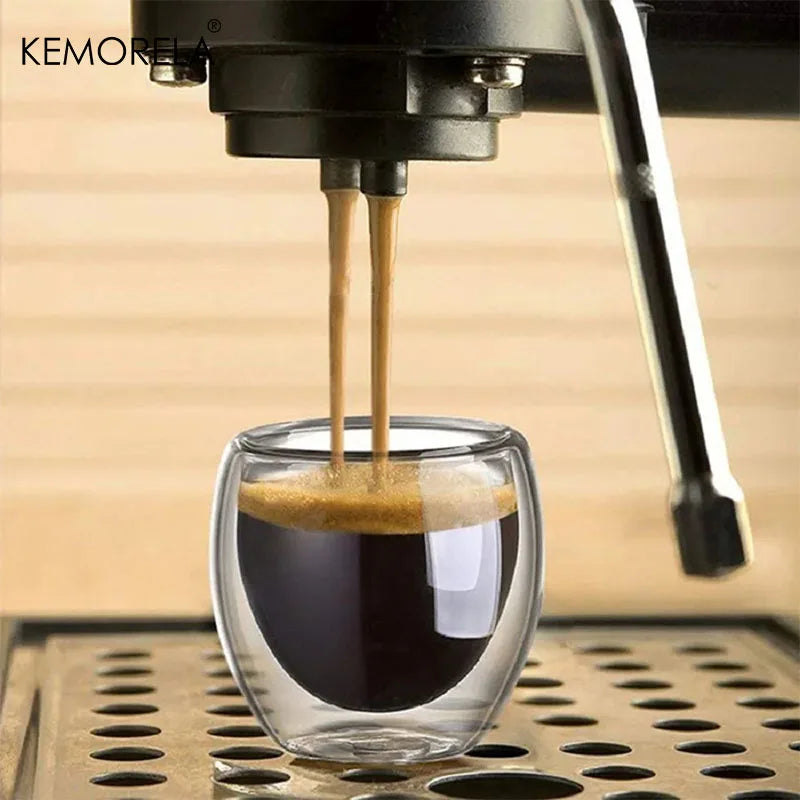 6-Pack Double-Wall Borosilicate Espresso Glass Cups 80ml Glass Espresso Cups Axl