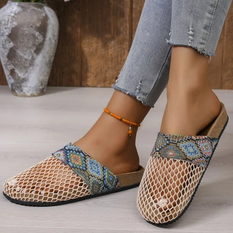 Women's Mesh Flat Slippers – Casual Street Style Summer Slides Women's Flat Slippers Axl