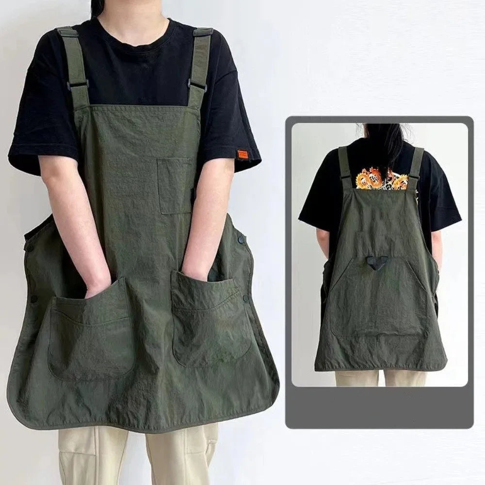 Unisex Cotton Waist Apron – Waterproof Double-Sided Workwear Kitchen Waist Apron Axl Dark Green