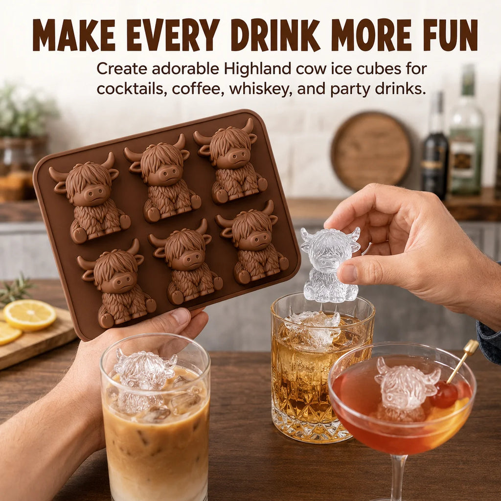 3D Highland Cow Silicone Ice Cube Tray – Yak Mold for Drinks Silicone Ice Cube Tray Axl