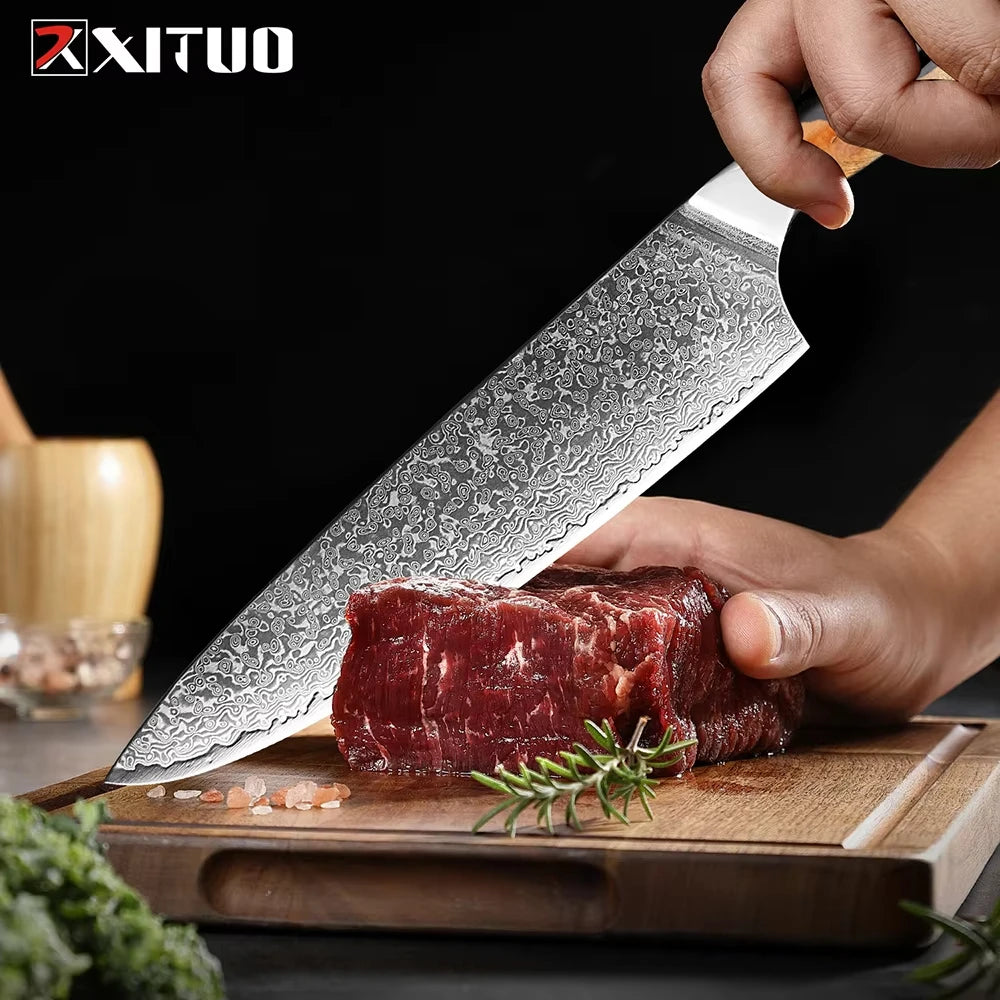 XITUO 7-Piece Damascus Steel Kitchen Knife Set | Ultra Sharp Kitchen Knife Set Axl