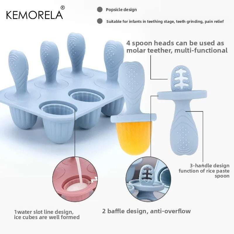 KEMORELA 6-Cavity Baby Popsicle Silicone Mold | Homemade Ice Pops Popsicle Mold Axl