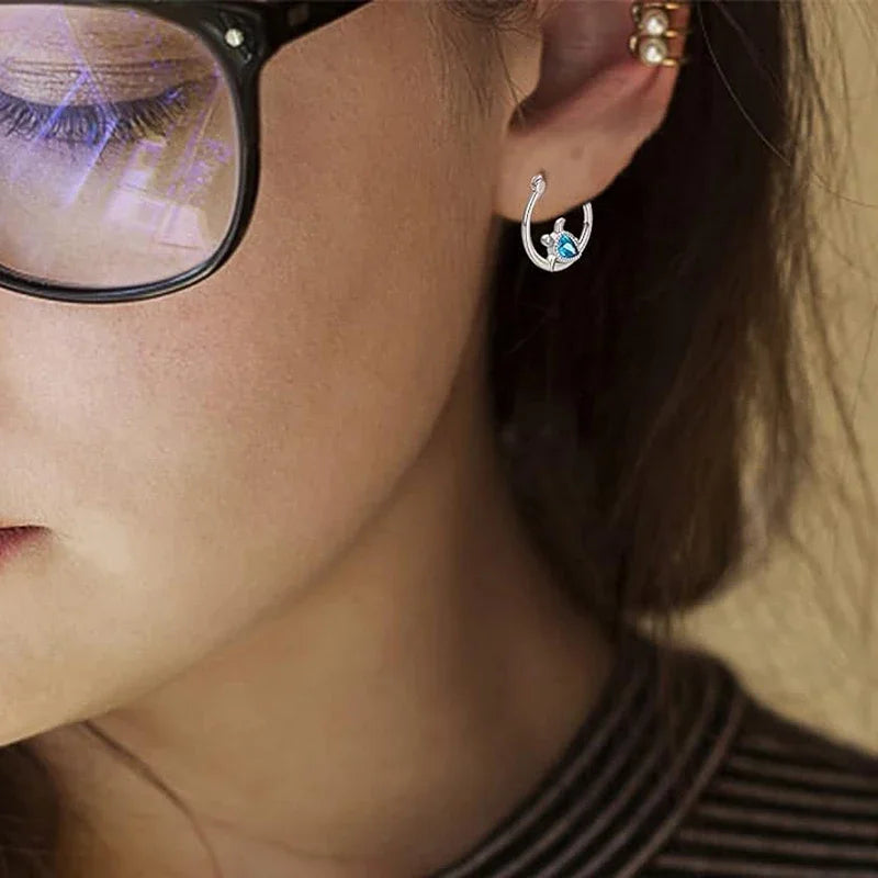 Huitan Turtle Blue CZ Hoop Earrings – Cute Women's Fashion Hoop Earrings Axl