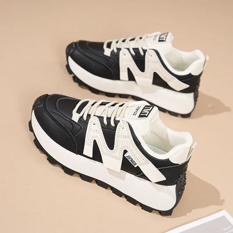 Women's Platform Dad Sneakers – Korean Style Casual Shoes Platform Sneakers Axl black 36