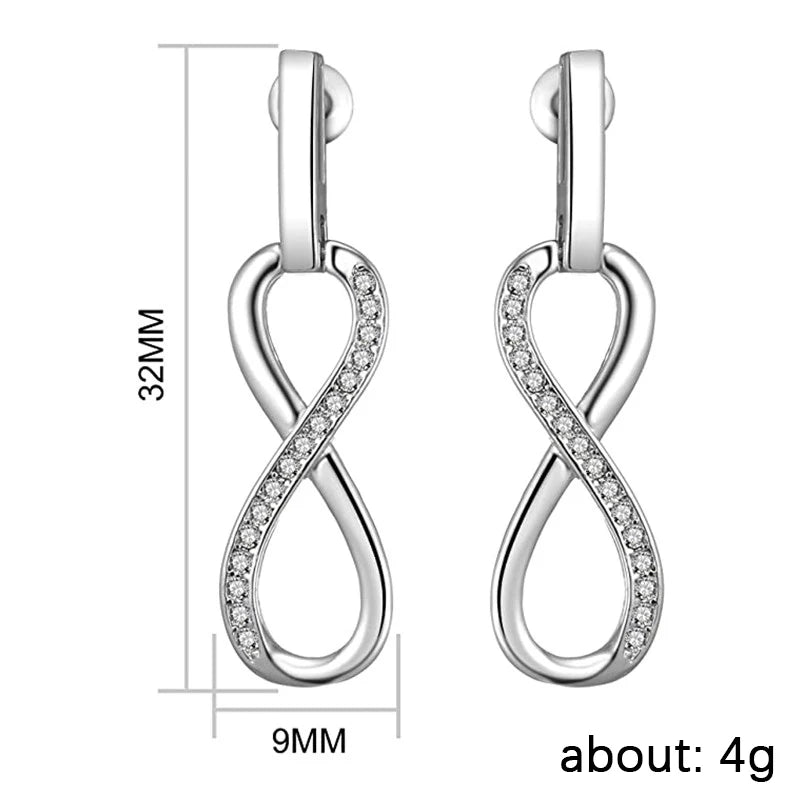 Huitan CZ Stone Silver Drop Earrings – Geometric Women's Jewelry Drop Earrings Axl