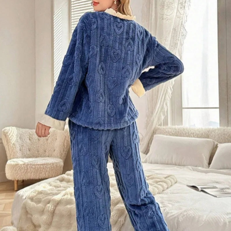 Women's Thickened Pajama Set – Soft Cardigan & Long Pants Women's Pajama Set Axl