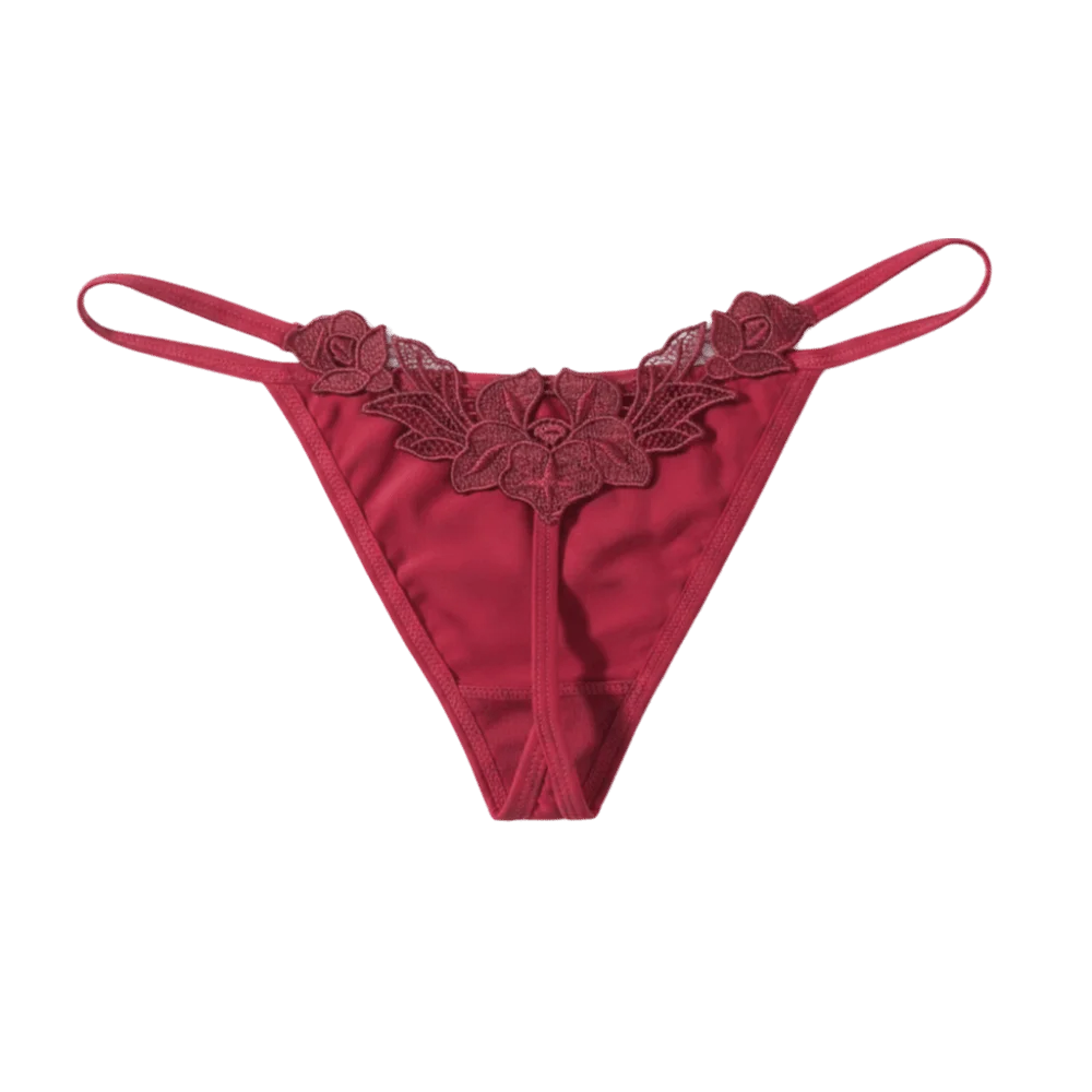 Women's Low Rise Lace Thong Panties – G-String Briefs Women's Thong Panties Axl Dark Red L 1pc
