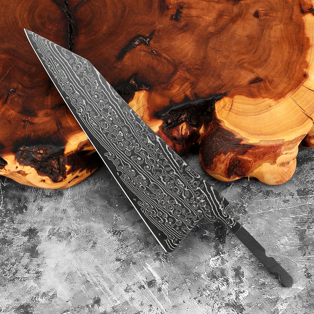 Damascus Steel Knife Blank Set 1–8 PCS | DIY Kitchen Blade Knife Blank Set Axl