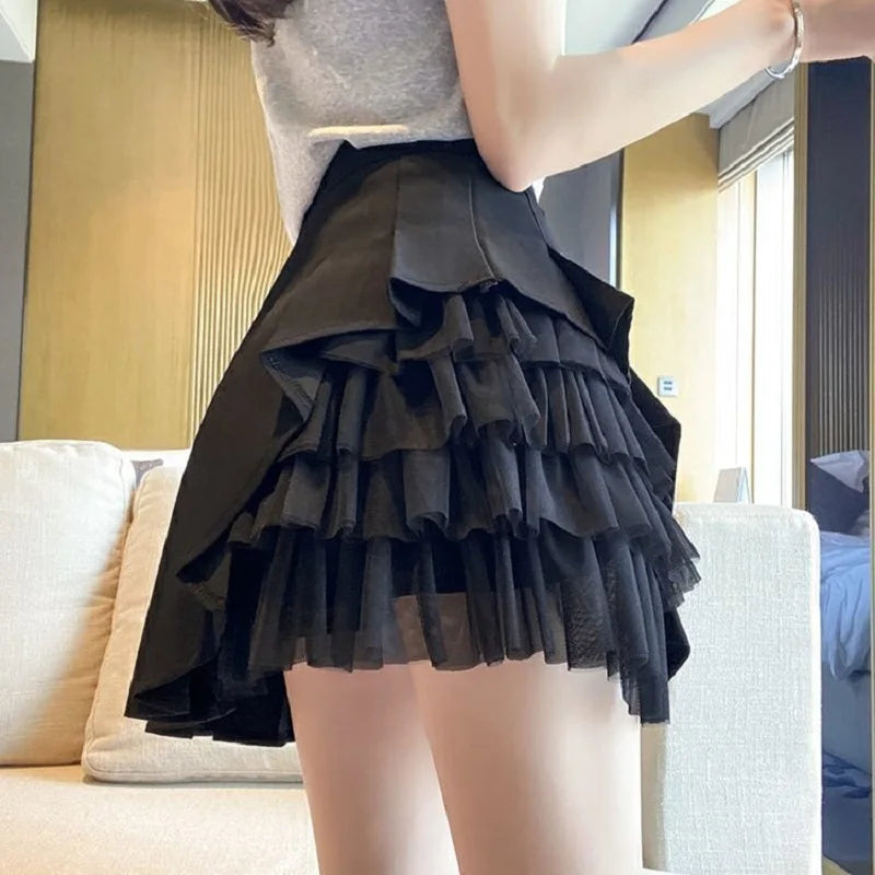 Women's Mesh Pleated A-Line Mini Skirt – High Waist Korean Style A-Line Mini Skirt Axl