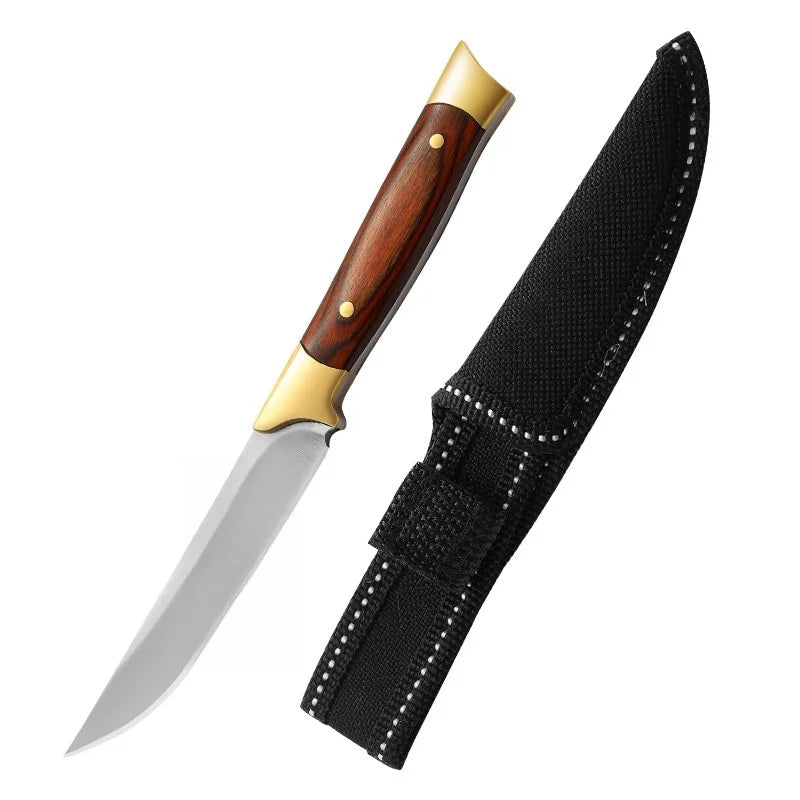 Redwood Fixed Blade Camping Knife – 5Cr13Mov Steel Wood Handle Fixed Blade Knife Axl Knife with cover China Mainland