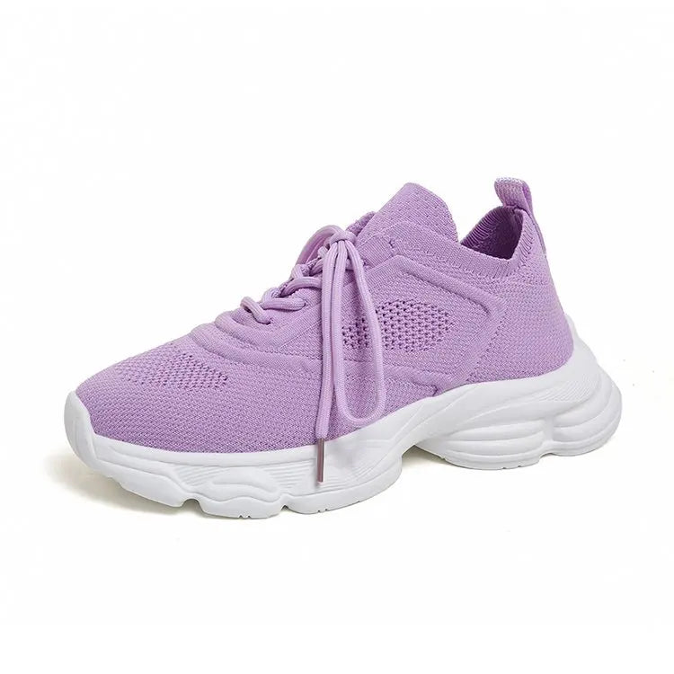 Women's Mixed Color Platform Sneakers – Lace-Up Casual Shoes Platform Sneakers Axl purple 41