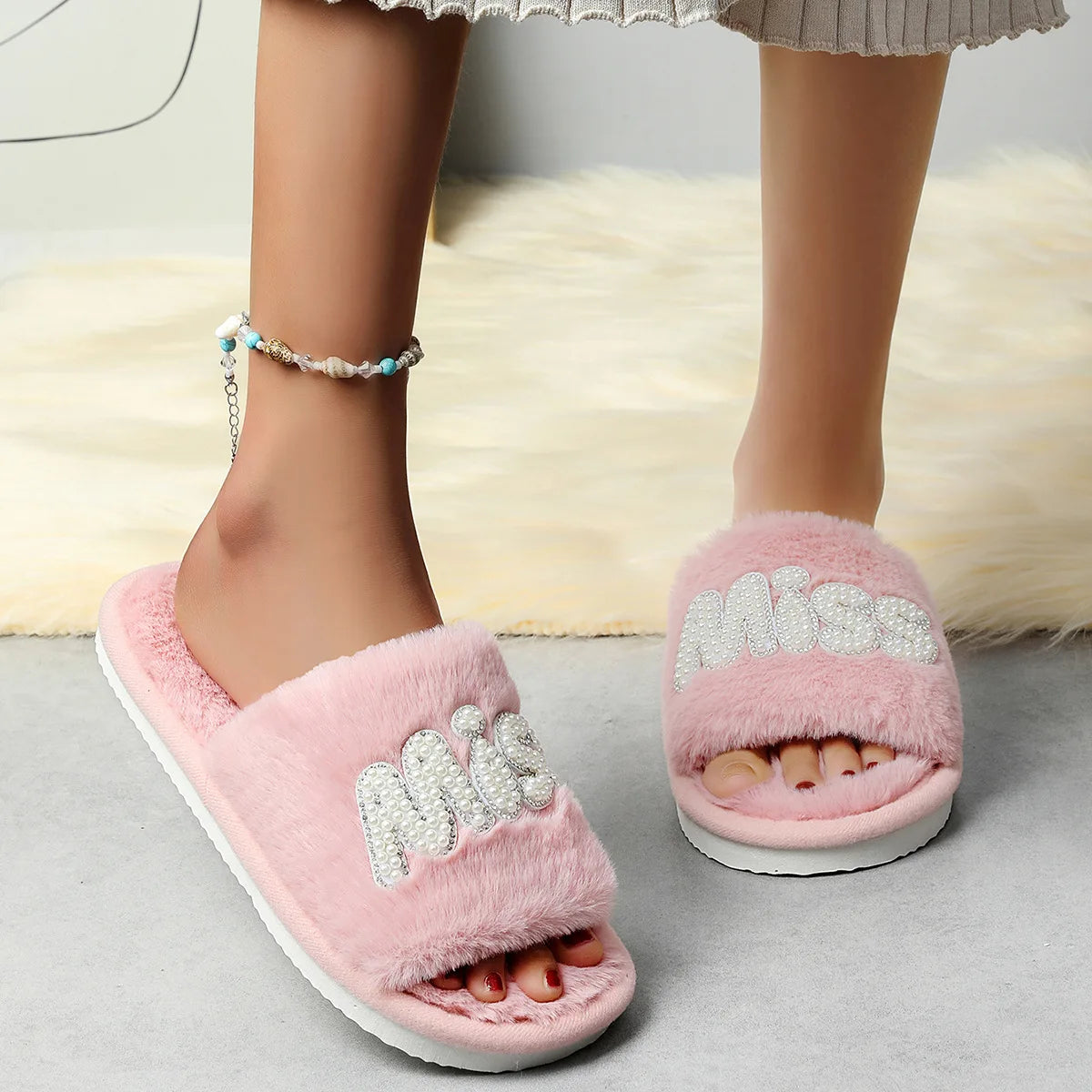 Women's Plush Fluffy Slippers – Warm Thick EVA Sole Women's Slippers Axl