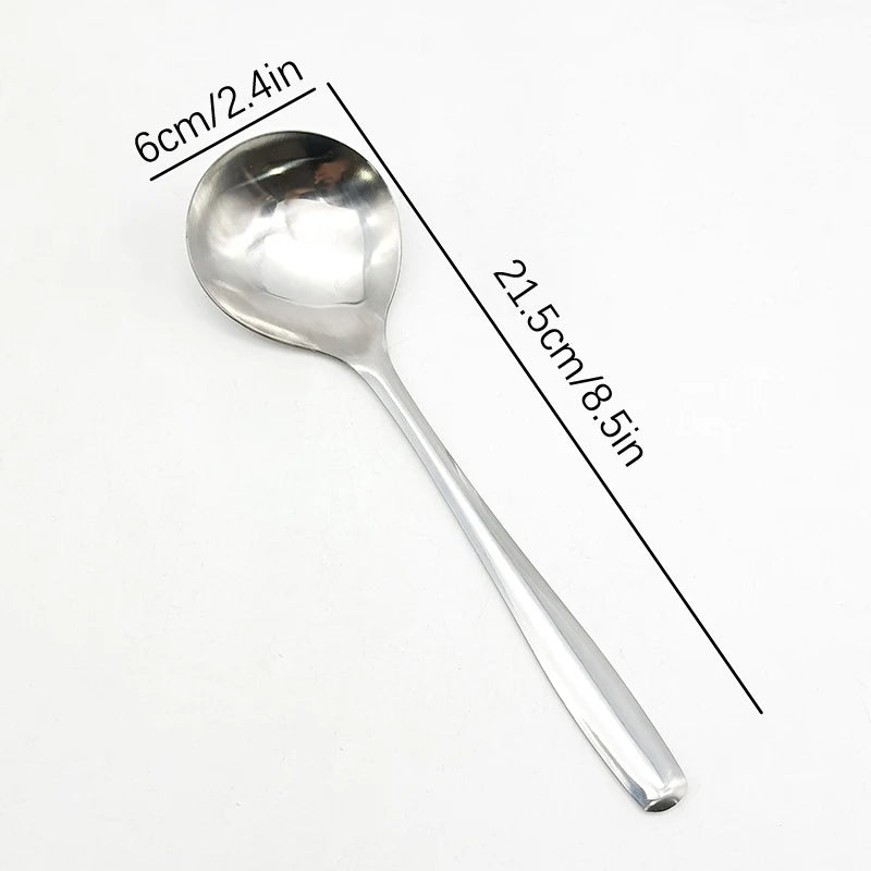 Korean Stainless Steel Soup Spoon – Long Handle Hotpot Spoon Kitchen Soup Spoon Axl one size