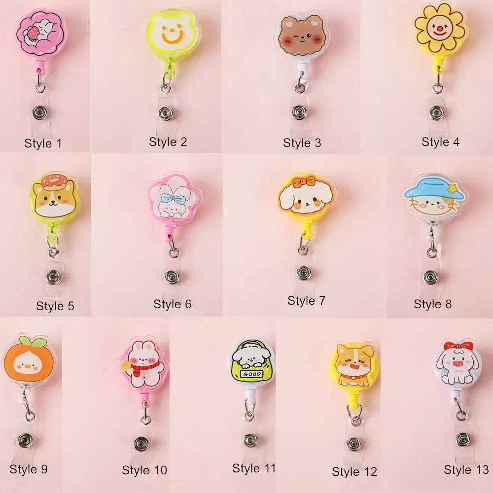 Retractable Badge Reel – Cartoon Acrylic ID Card Holder Clip Retractable Badge Reel Axl
