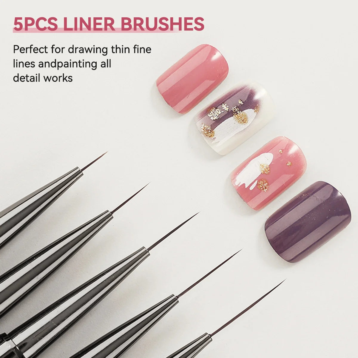 5-Piece Nail Art Liner Brush Set – Striping & Detail Pens Nail Art Brushes Axl