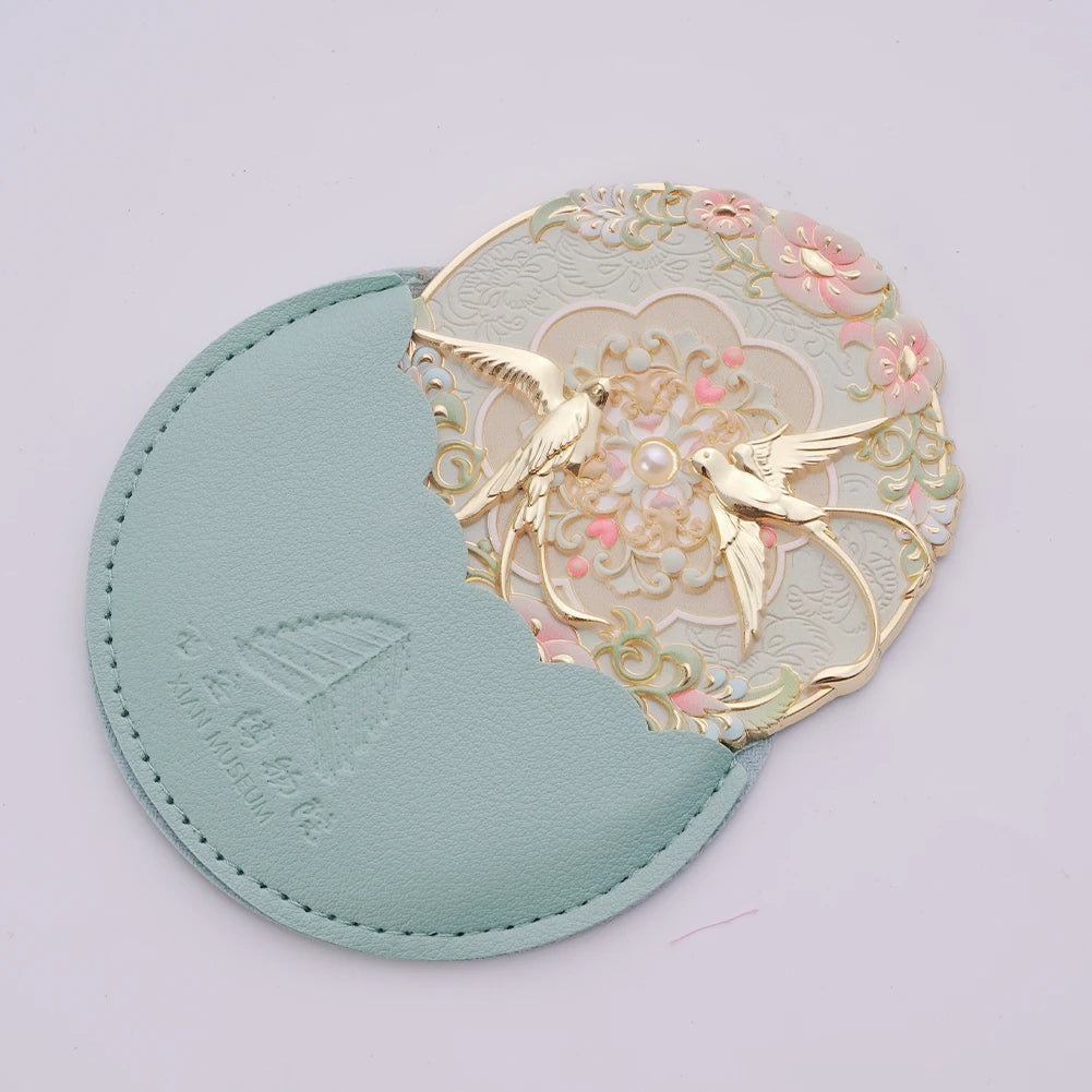 Vintage Chinese Handheld Mirror – 3D Peony Pocket Mirror Handheld Makeup Mirror Axl A