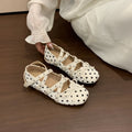 Women's Polka Dot Mary Jane Flats | Square Toe Bow Buckle Mary Jane Flats Axl White 39