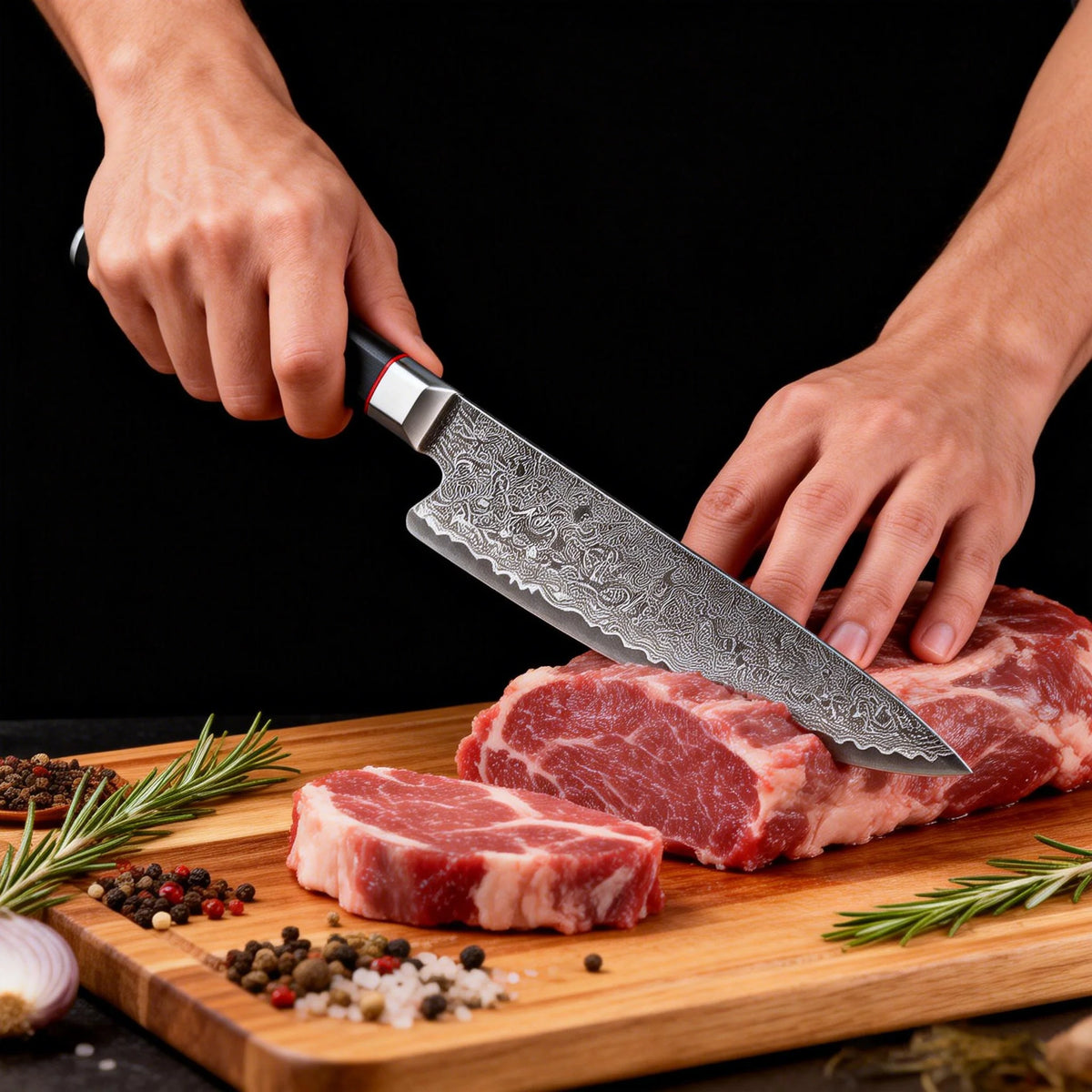 Damascus Chef's Knife – Japanese Style, 17.5cm Wood Handle Damascus Chef's Knife Axl