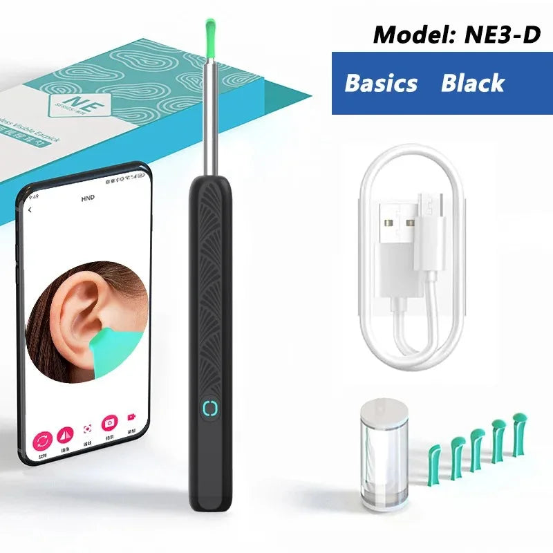 Visual Ear Wax Cleaner with HD Camera & LED Light Ear Cleaning Tool Axl Basics Black