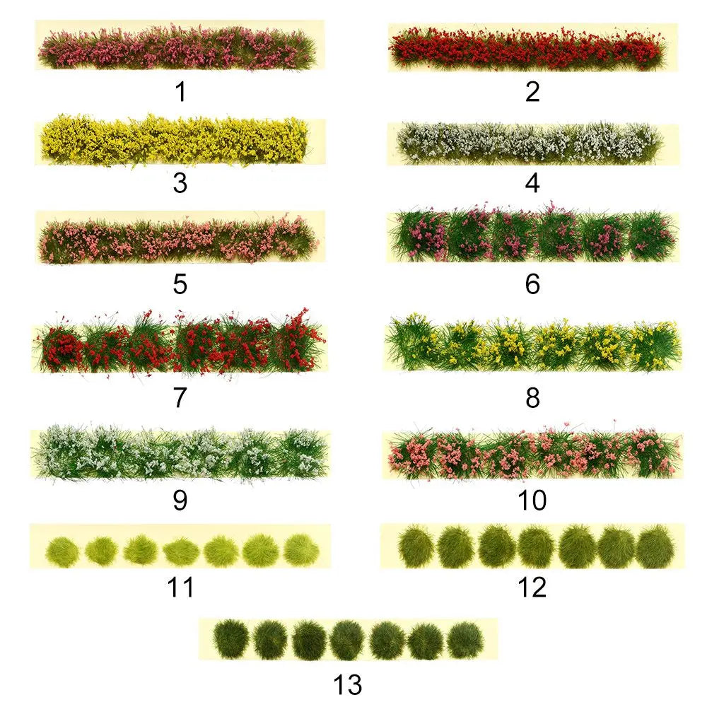 Miniature Grass Tufts & Flower Clusters – Wargame Terrain Decor Miniature Scenery Tufts Axl