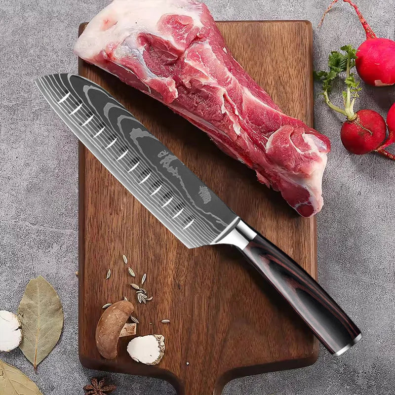 InLeung Damascus Chef's Knife – Sharp Stainless Steel Kitchen Knife Damascus Chef Knife Axl