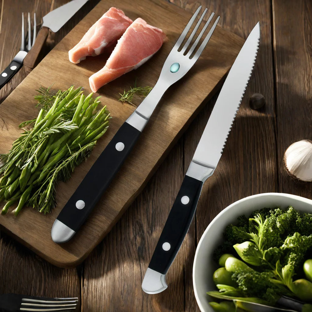 12-Piece Stainless Steel Steak Knife Set – Resin Rivet Handle Steak Knife Set Axl