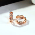 Huitan Chain Link CZ Hoop Earrings – Rose Gold Fashion Jewelry Hoop Earrings Axl E3815