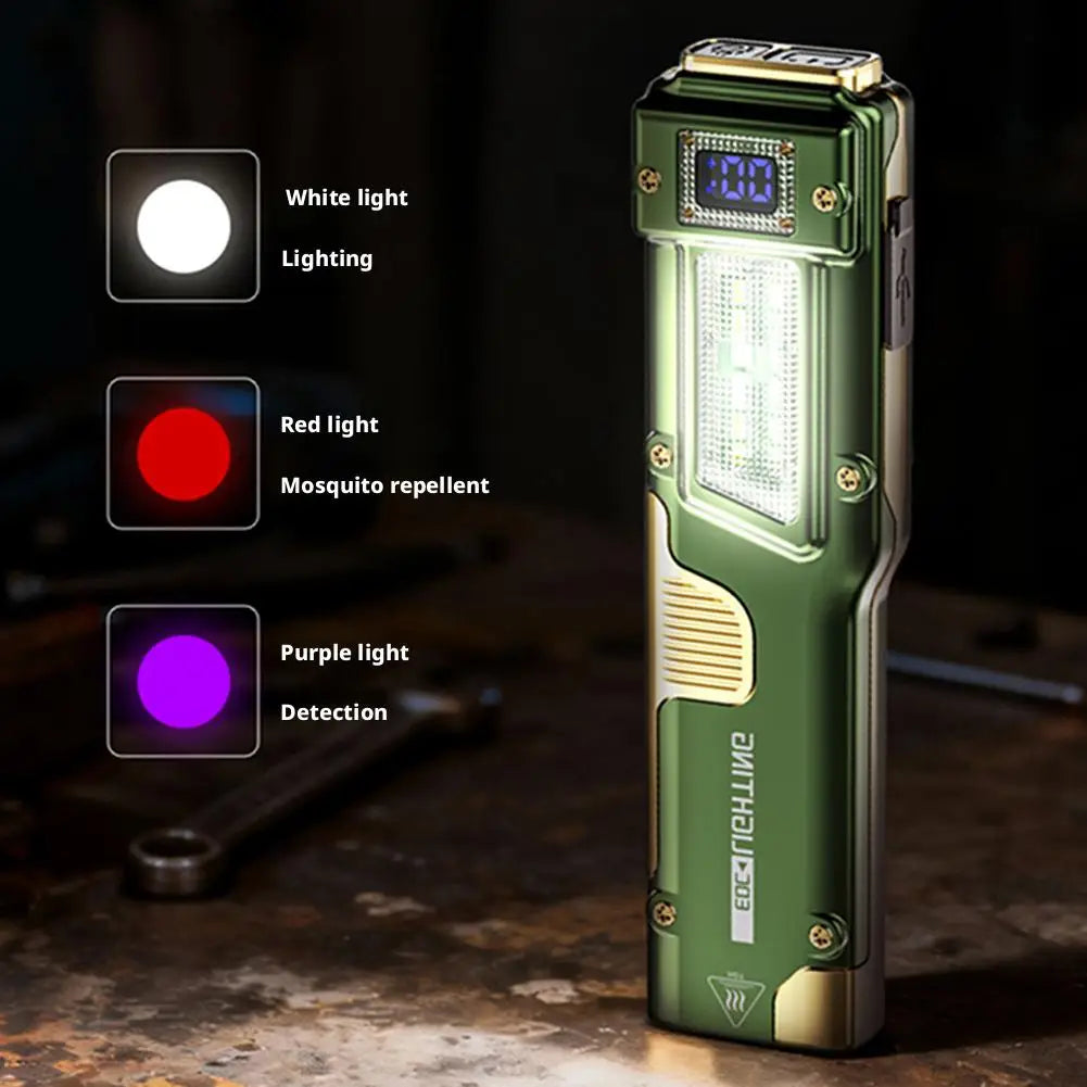 Rechargeable EDC Flat Flashlight 400-1200 Lumen Digital Display LED Tactical Flashlight Axl