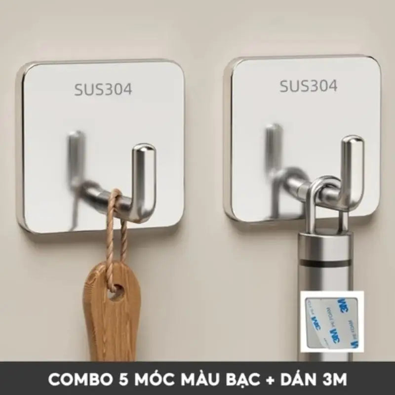 Stainless Steel Self-Adhesive Wall Hooks – Heavy Duty 5/10 Pack Adhesive Wall Hooks Axl 5pcs