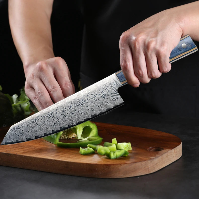 Damascus Steel Chef's Knife – Japanese-Style Wooden Handle 20cm Damascus Chef's Knife Axl