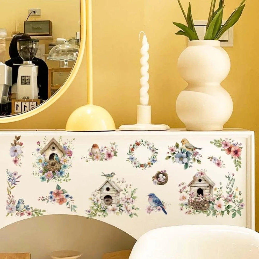 Bird Flower Rub-On Transfers for Furniture & Crafts – 3-Sheet Set Rub-On Transfer Stickers Axl