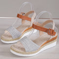 HAJINK Women's Peep Toe Wedge Sandals – Hemp Platform Heels Wedge Sandals Axl GRAY 43