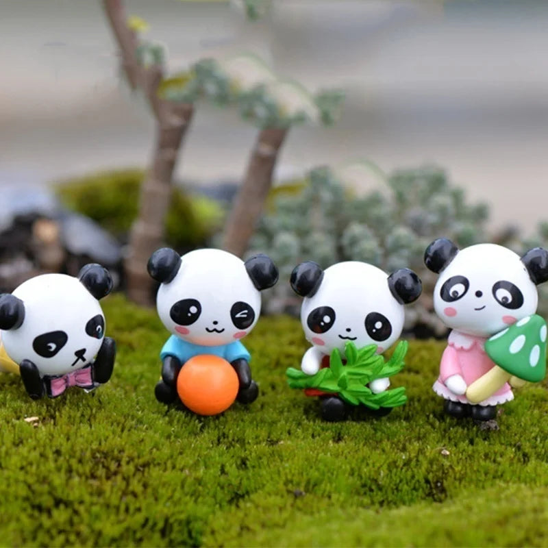 4-Pack Mini Panda Figurines – Fairy Garden & Terrarium Decor Miniature Figurines Axl