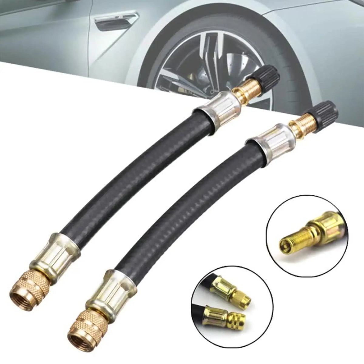 Flexible Tire Valve Stem Extender – Rubber & Brass Adapter Tire Valve Extender Axl
