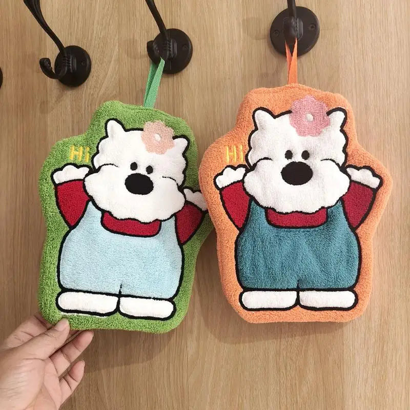 Cute Puppy Cartoon Hand Towel – Quick-Dry Coral Fleece Cartoon Hand Towel Axl