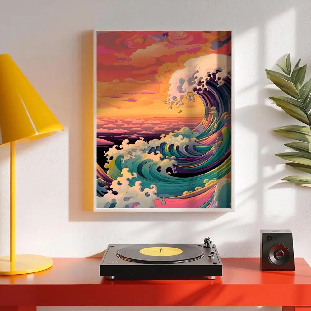 Japanese Wave Minimalist Wall Art Poster Sticker | Home Decor Wall Art Sticker Axl