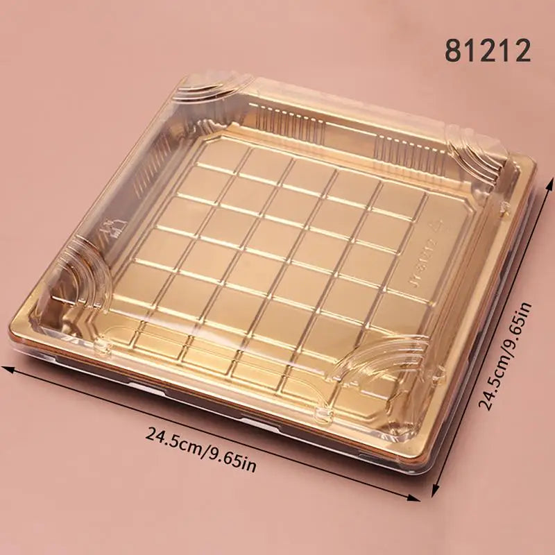 10 Pcs Disposable Sushi Boxes with Lids – PET Takeaway Pack Disposable Food Containers Axl 1212 Gold