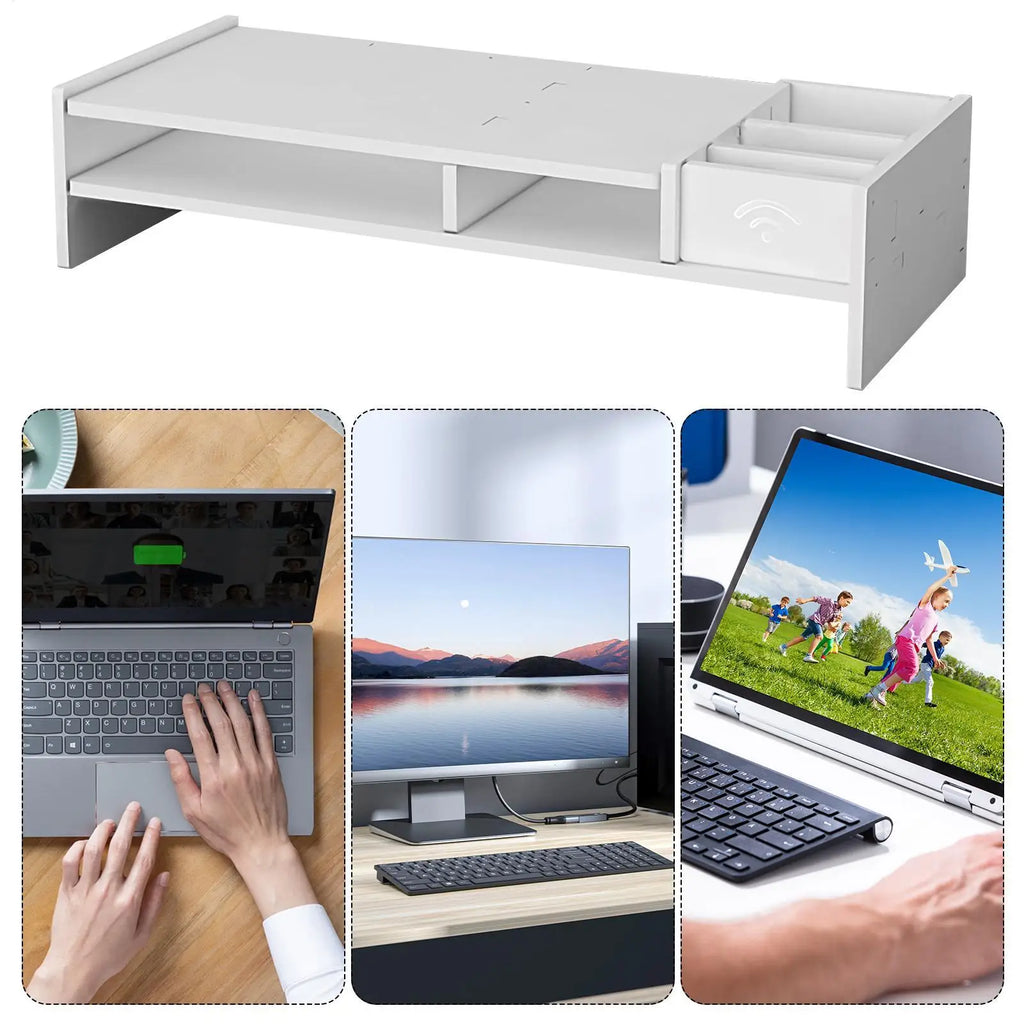 3-Tier Monitor Riser & Desk Organizer Shelf | Home Office Desk Organizer Shelf Axl
