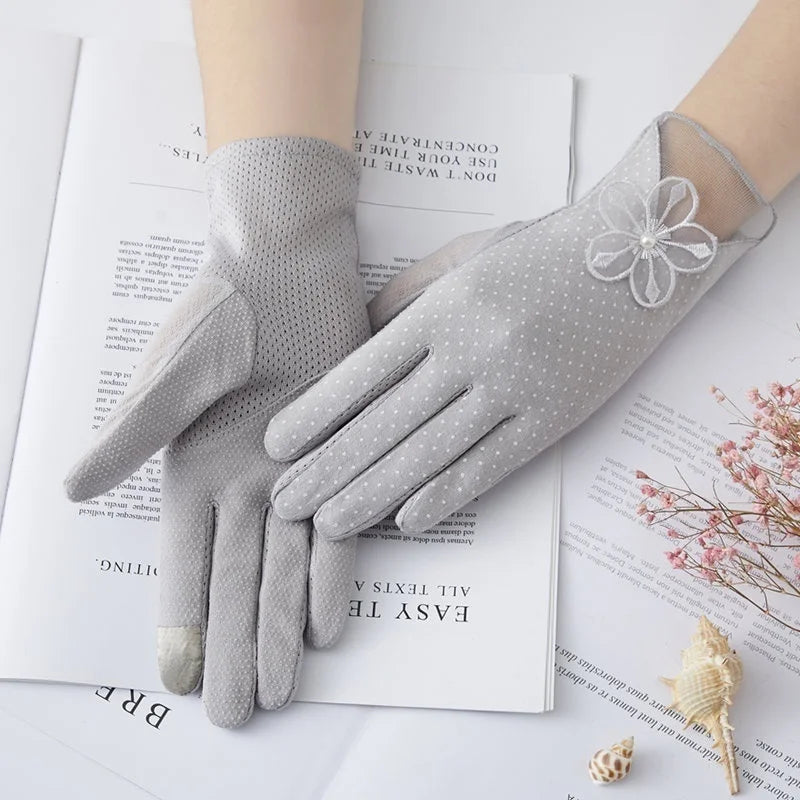 Women's UV Sun Protection Gloves – Touchscreen & Non-Slip Sun Protection Gloves Axl One Size grey