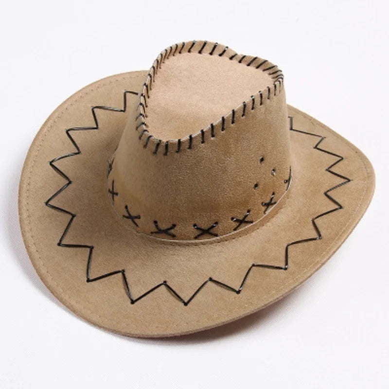 Wide Brim Western Cowboy Hat – Unisex Faux Suede Sun Hat Western Cowboy Hat Axl caml
