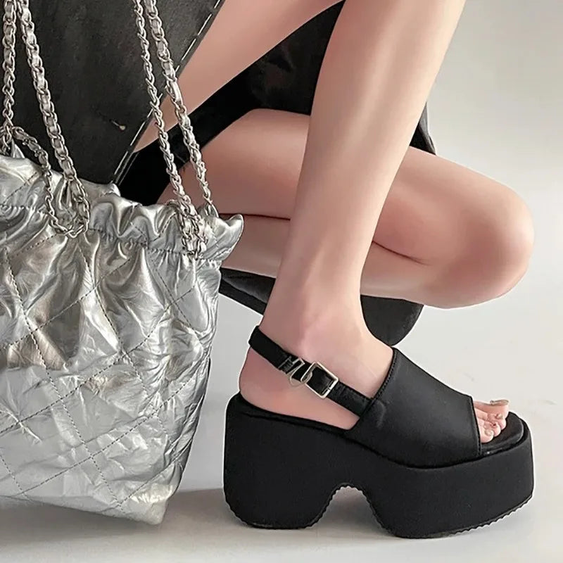 Women's Platform Wedge Sandals – Open Toe Buckle Strap Heels Platform Wedge Sandals Axl