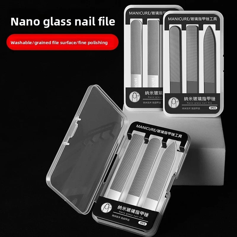 3-Piece Nano Glass Nail File Set – Buff, Shape & Polish Nails Glass Nail File Set Axl