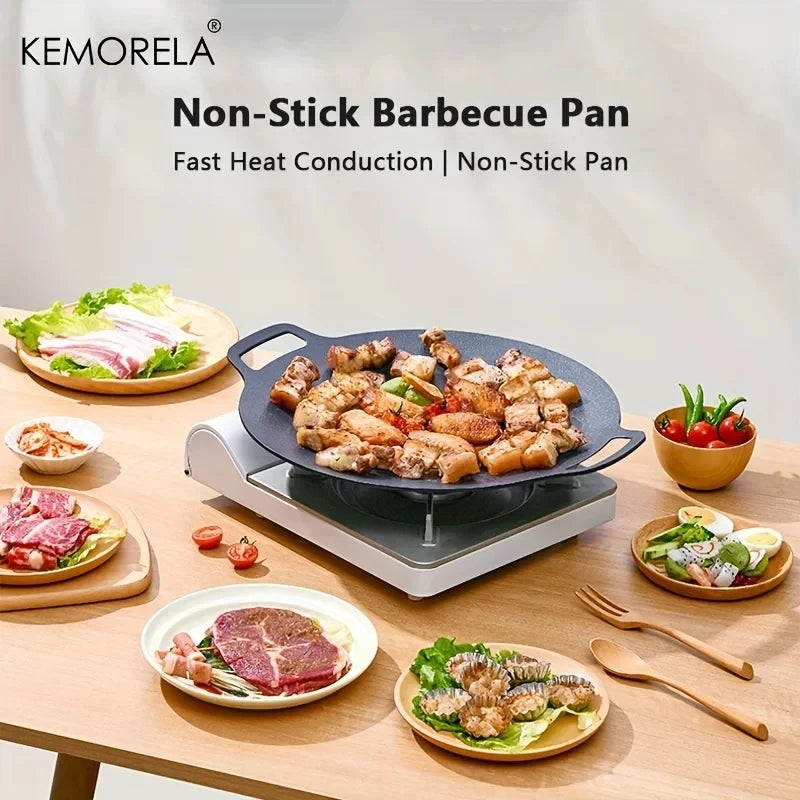KEMORELA Non-Stick Korean BBQ Grill Pan | Induction & Camping BBQ Grill Pan Axl