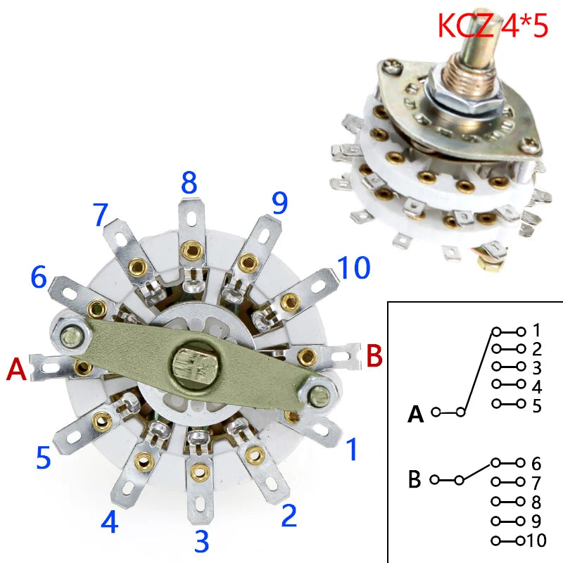 Rotary Switch Selector 2-Pole & 4-Pole Multi-Position with Cap Rotary Switch Axl KCZ 4x5