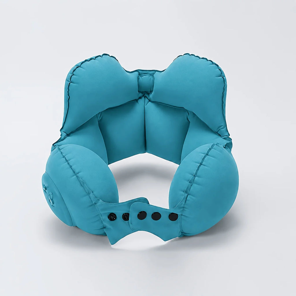Portable Inflatable Travel Neck Pillow – Push-Button Air Cushion Inflatable Travel Pillow Axl Green -1pc