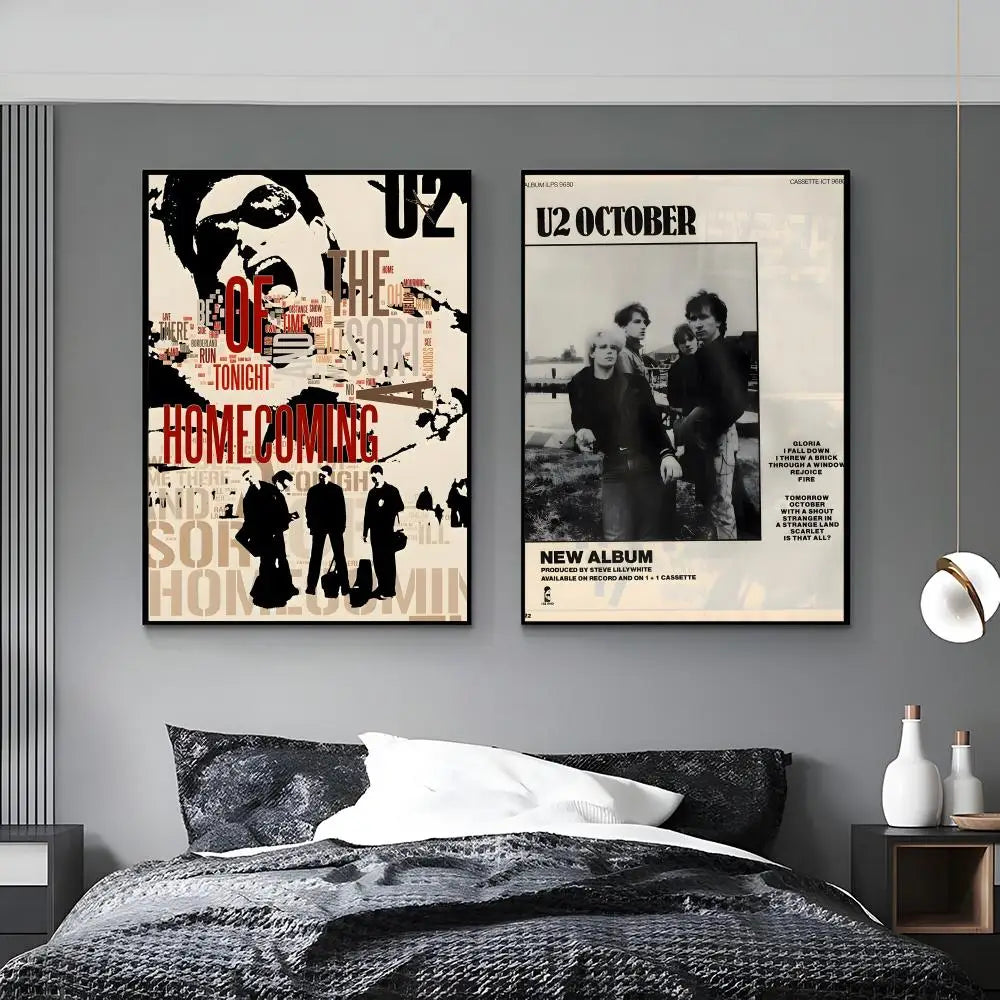 U2 Rock Band HD Wall Poster – Waterproof Self-Adhesive Decor Wall Art Poster Axl